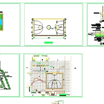 完整篮球场施工图3D模型