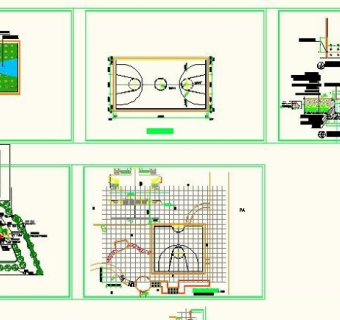 完整篮球场施工图3D模型