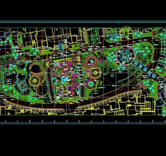 中心花园绿化CAD平面图3D模型