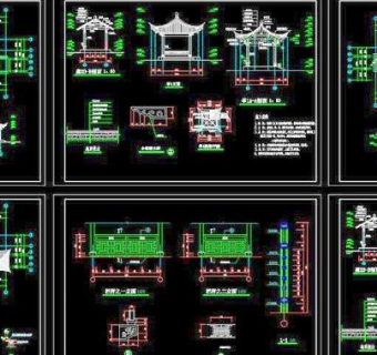 仿古建亭廊全套3D模型