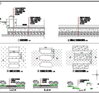 硬地铺装、汀步及路沿通用施工图3D模型