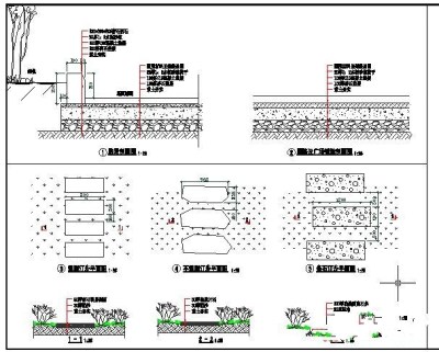 硬地铺装、汀步及路沿通用施工图3D模型