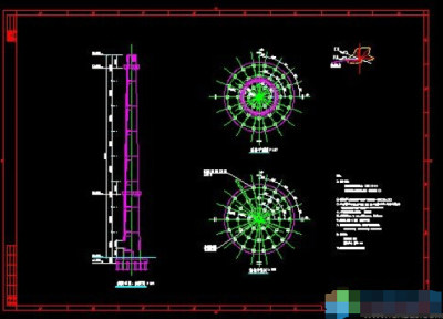 某80m烟囱工程施工图CAD图纸下载3D模型
