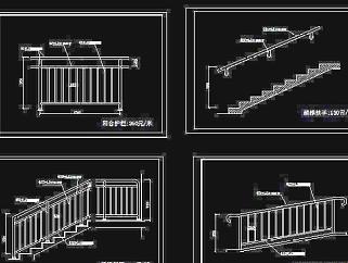 楼梯栏杆 楼梯扶手 坡道栏杆3D模型