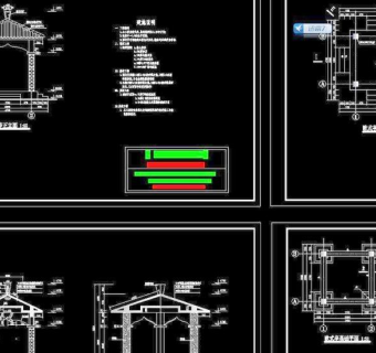 现代四角亭设计施工图3D模型