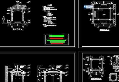 现代四角亭设计施工图3D模型