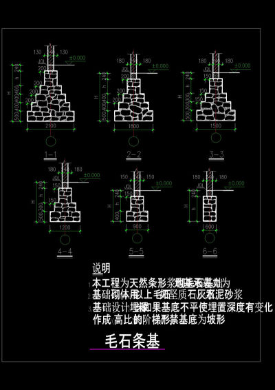 毛石条基cad图纸3D模型