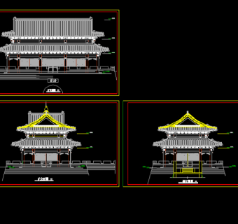 仿古建筑施工图3D模型