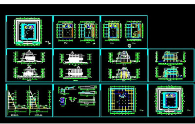 小型博物馆建筑施工图下载3D模型