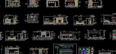 电视背景墙cad立面图24个 室内设计图片3D模型