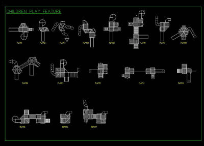 儿童游乐场设备平面图库3D模型