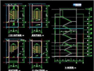 宿舍楼屋顶楼梯平面图3D模型