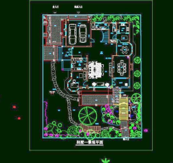小别墅庭院园林CAD图纸3D模型