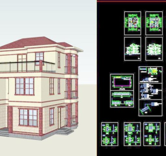 新农村实用别墅CAD3D模型