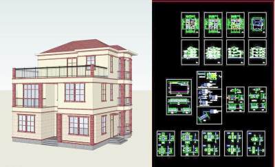 新农村实用别墅CAD3D模型