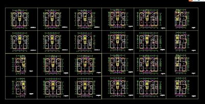 某带电梯小高层CAD户型图大集合3D模型