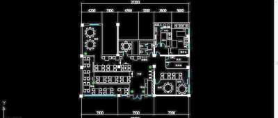 餐厅CAD平面布置图3D模型