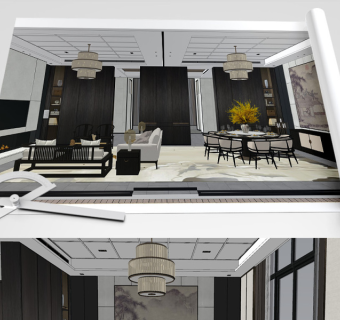 原创新中式别墅草图SU模型-版权可商用3D模型