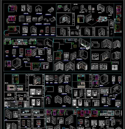 全新衣柜cad图纸3D模型