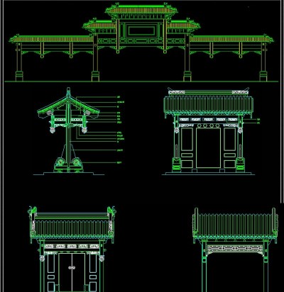 原创中式古建牌坊CAD施工图3D模型