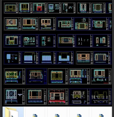 原创整木家居护墙板背景墙CAD图库3D模型