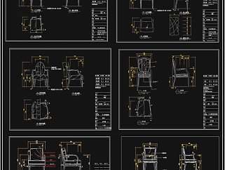 原创2019椅子cad三视图3D模型