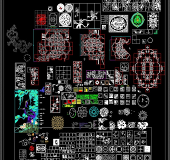 原创花动物卡通地面拼花CAD素材3D模型