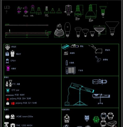 原创舞台灯光音响cad素材3D模型