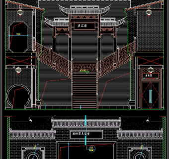 原创中式模型门楼CAD节点详图3D模型