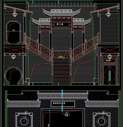 原创中式模型门楼CAD节点详图3D模型