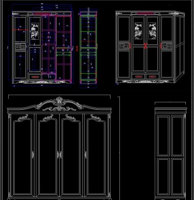 原创中式大衣柜顶箱柜CAD图库3D模型