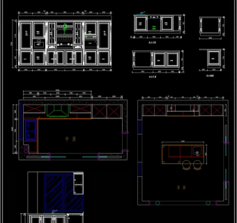 原创中式西式带中岛橱柜CAD图纸9张3D模型