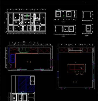 原创中式西式带中岛橱柜CAD图纸9张3D模型