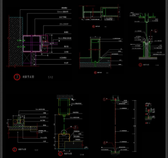 玻璃隔断安装节点CAD图纸3D模型