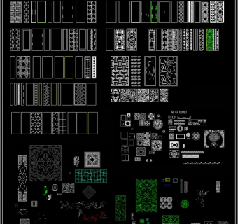 CAD中式雕花图案大全中式雕花屏风隔断3D模型