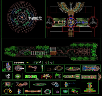 各式广场景观绿化设计CAD平面图3D模型