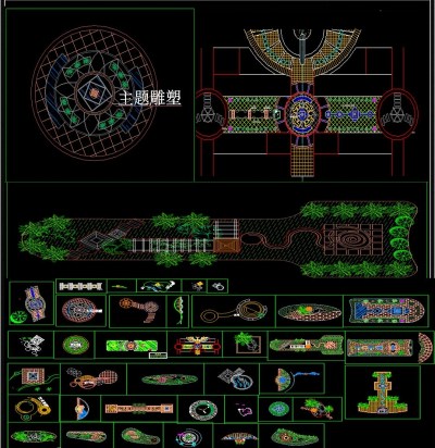 各式广场景观绿化设计CAD平面图3D模型