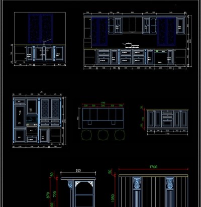 法式橱柜CAD图库橱柜设计素材3D模型