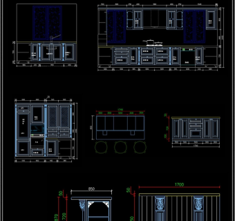 法式橱柜CAD图库橱柜设计素材3D模型