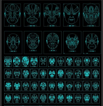 京剧脸谱CAD图库3D模型