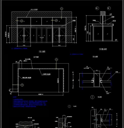 推拉门和感应门和旋转门CAD详图施工图纸3D模型