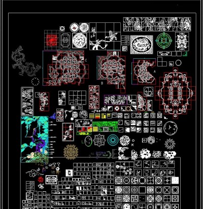 工装常用卡通图案CAD地面拼花图库3D模型