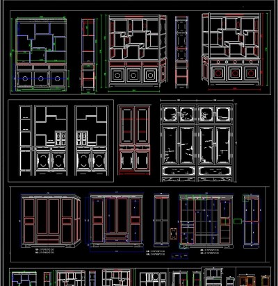 原创中式衣柜橱柜cad素材3D模型