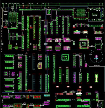 超市大卖场CAD平面施工图3D模型