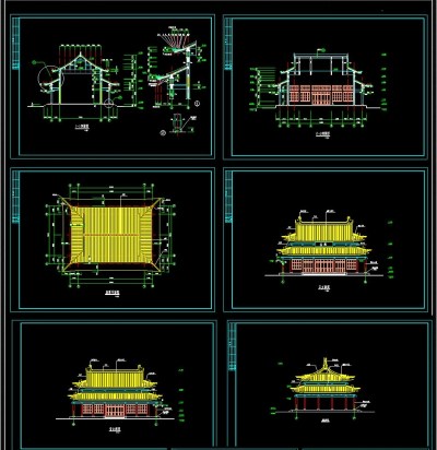 古建筑宫殿殿阁CAD施工图3D模型