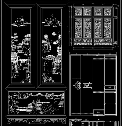 原创中式衣柜顶箱柜CAD图库3D模型