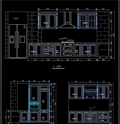 L型欧式橱柜CAD图纸3D模型