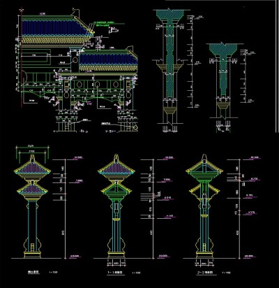 入口石牌楼建筑结构CAD图纸3D模型