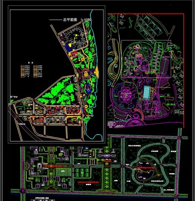 度假村旅游区景观规划CAD总平面图3D模型