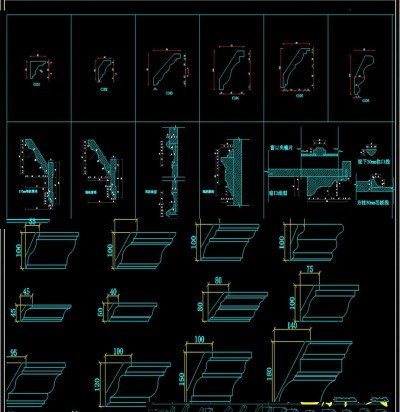 实木线条踢脚线雕花CAD图库3D模型